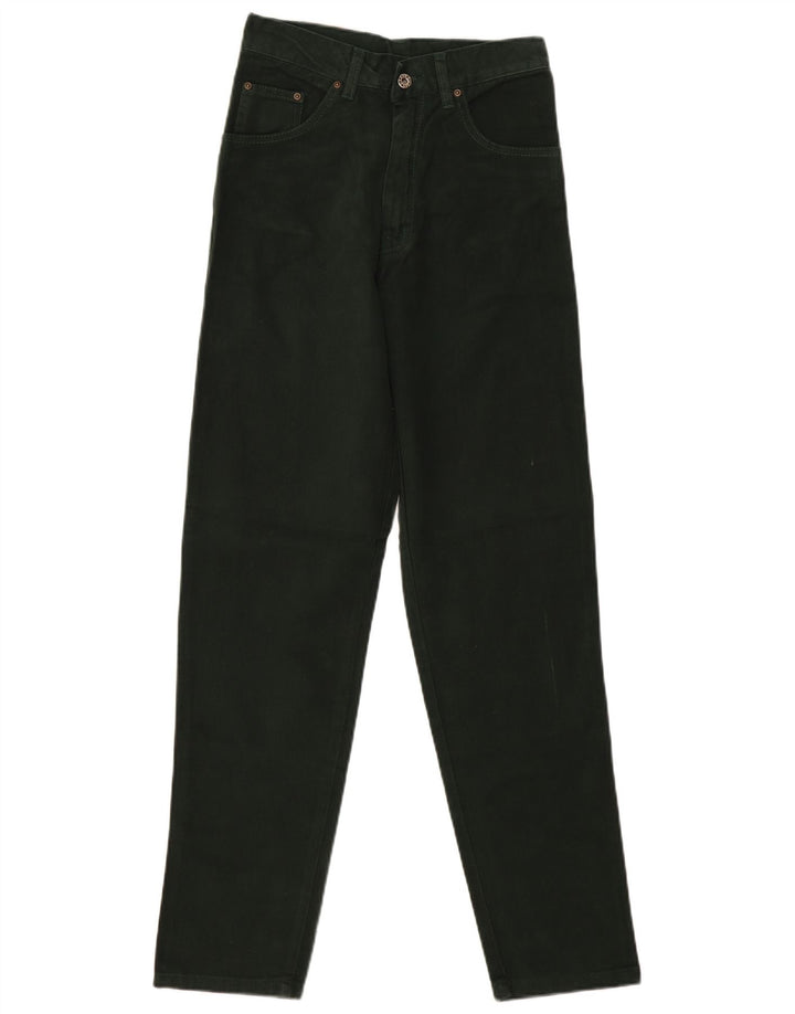 VINTAGE Femme Taille Haute Slim Jeans EU 36 Petit W28 L31 Coton Vert