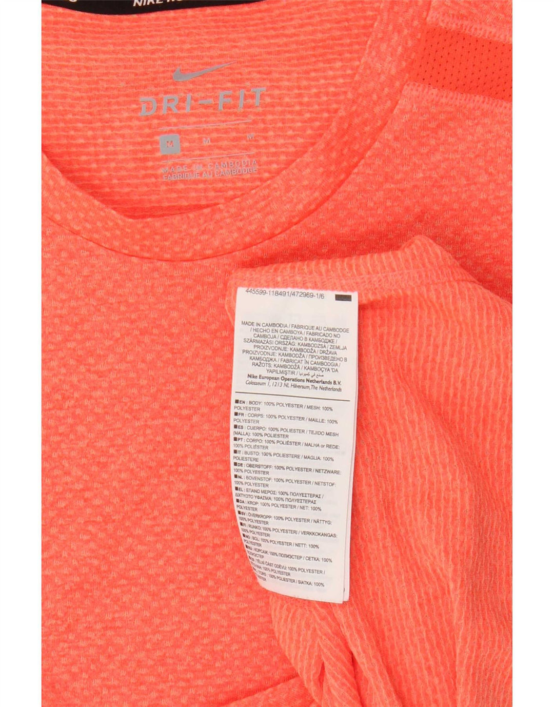 Nike Hommes Dri Fit T-Shirt Haut Orange Moyen Polyester
