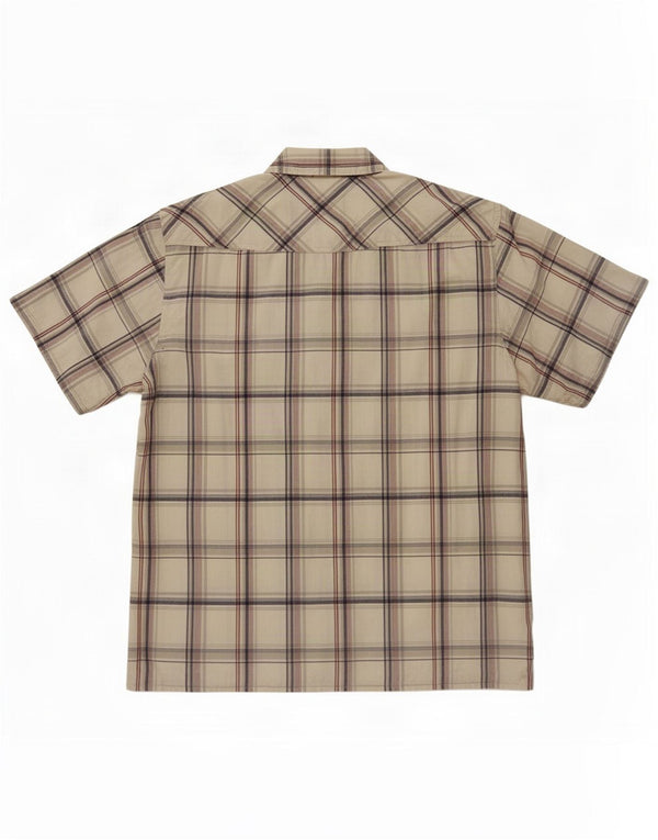 Weird Fish Chemise à manches courtes pour homme XL en coton à carreaux gris