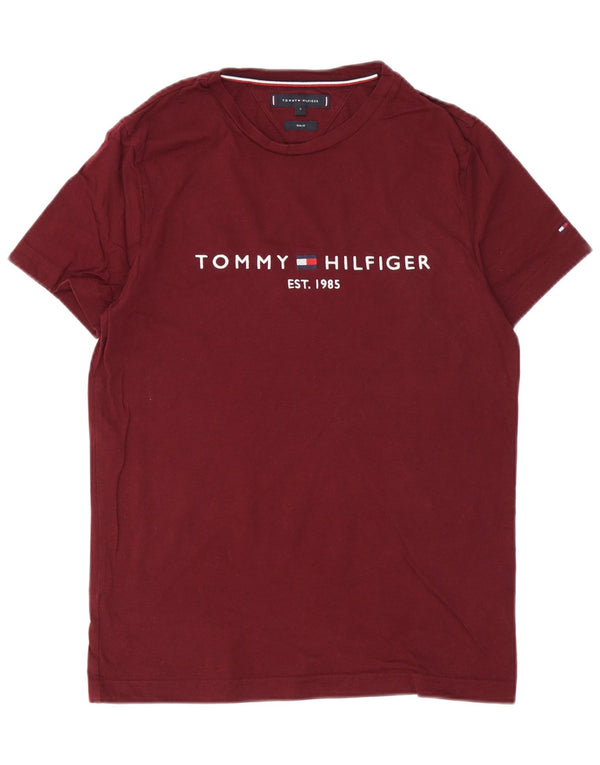 Tommy Hilfiger Mens Slim Fit Graphic T-Shirt Top Small Burgundy Cotton