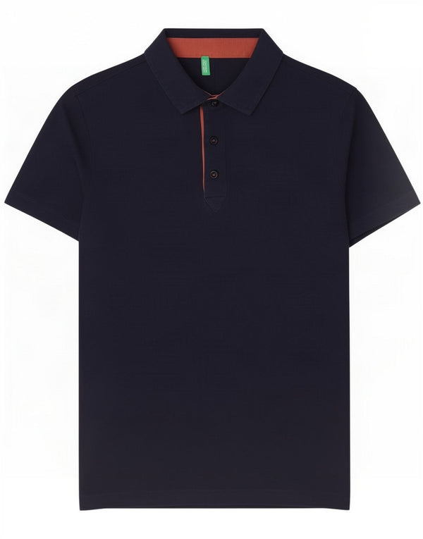 Polo Benetton pour homme en coton bleu marine moyen
