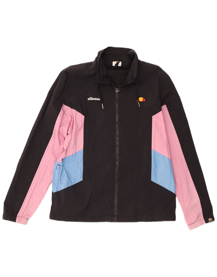 ELLESSE Veste de survêtement pour femme UK 16 Large Noir Colourblock