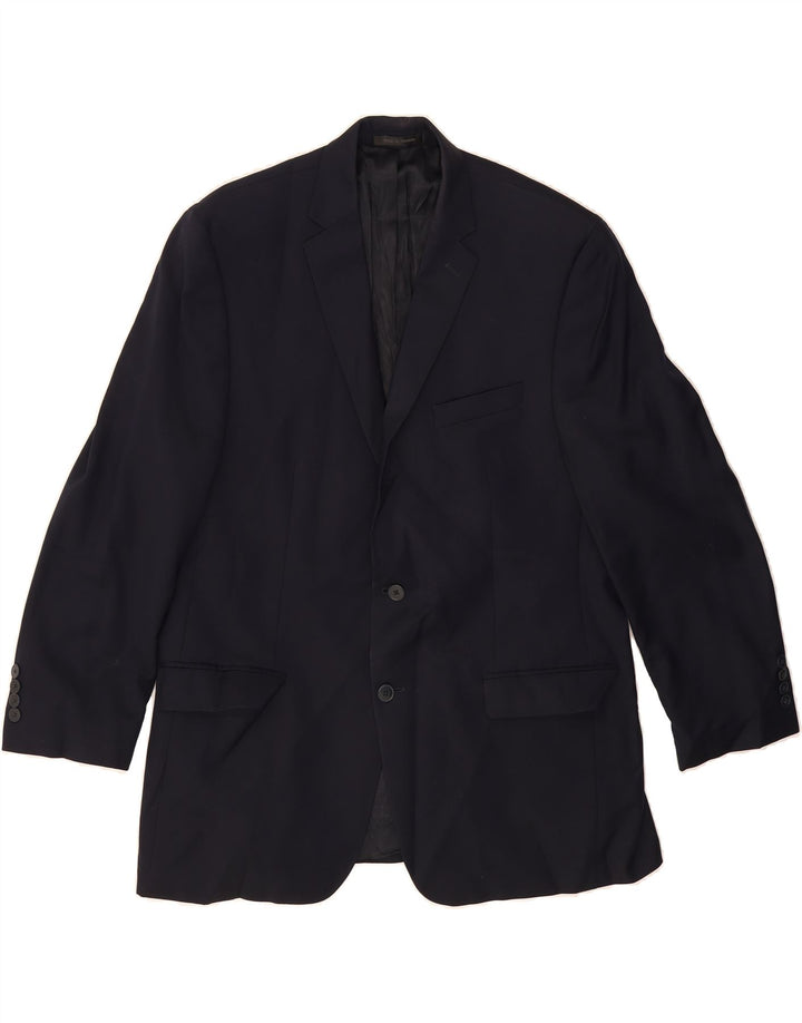 CALVIN KLEIN Mens 2 Button Blazer Jacket UK 44 2XL Navy Blue Wool Vintage Calvin Klein and Second-Hand Calvin Klein from Messina Hembry 
