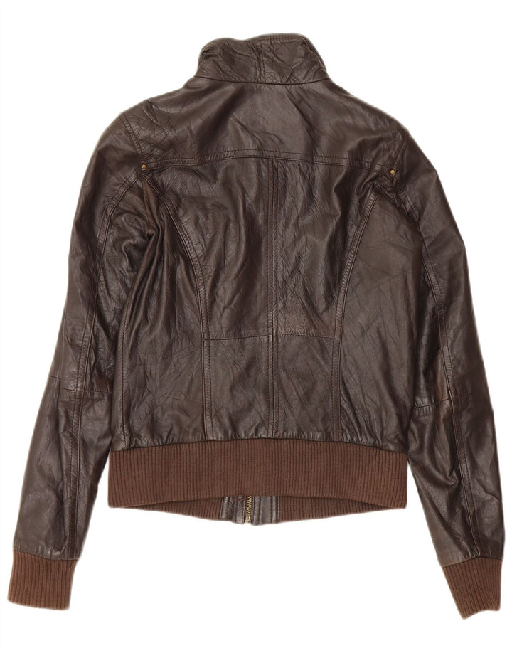 Bershka Veste en cuir pour femme UK 12 Marron moyen