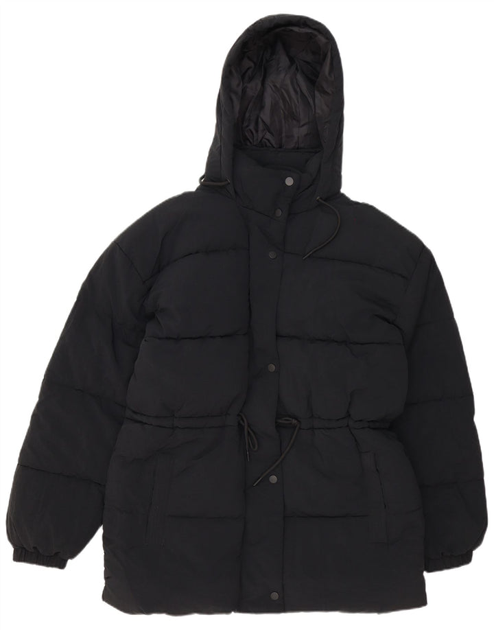 Topshop Veste matelassée surdimensionnée à capuche pour femme UK 8 Small Noir Polyester