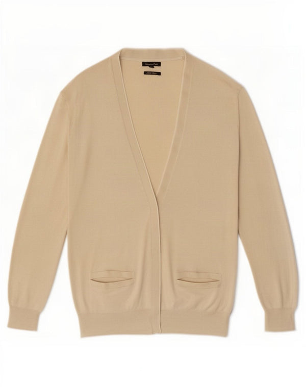 Massimo Dutti Pull Cardigan Femme UK 10 Petite Soie Beige