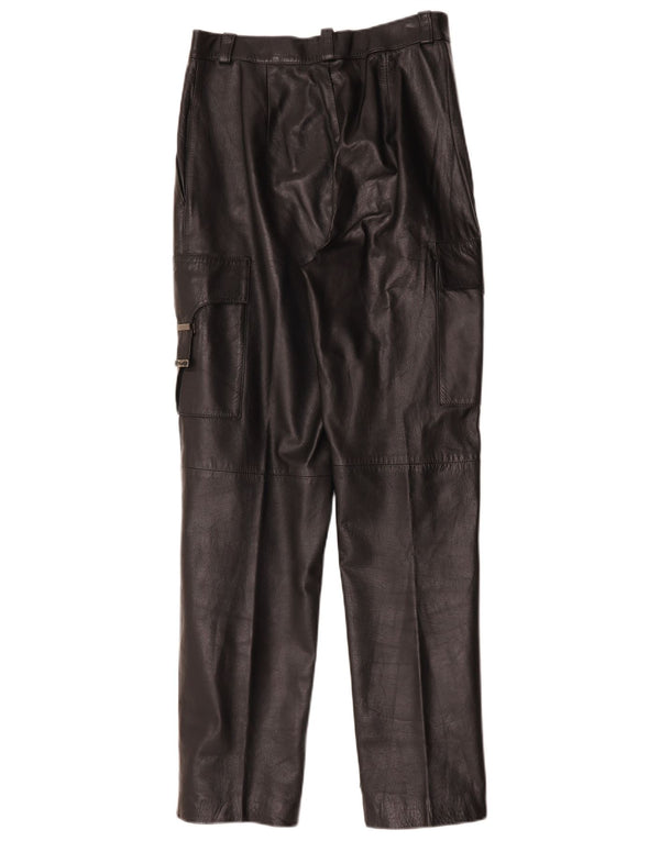 FLORENTIA Pantalon cargo droit en cuir pour femme IT 44 Medium W28 L31 Noir