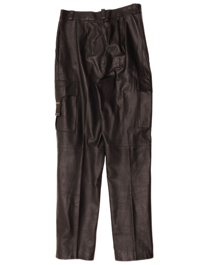 FLORENTIA Pantalon cargo droit en cuir pour femme IT 44 Medium W28 L31 Noir