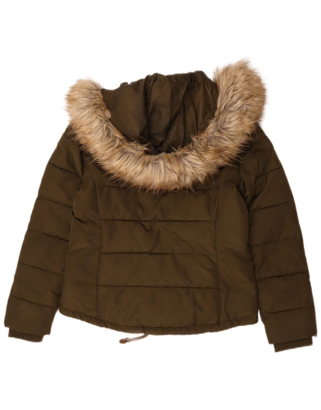 Topshop Veste matelassée à capuche pour femme UK 12 Medium Kaki Polyester