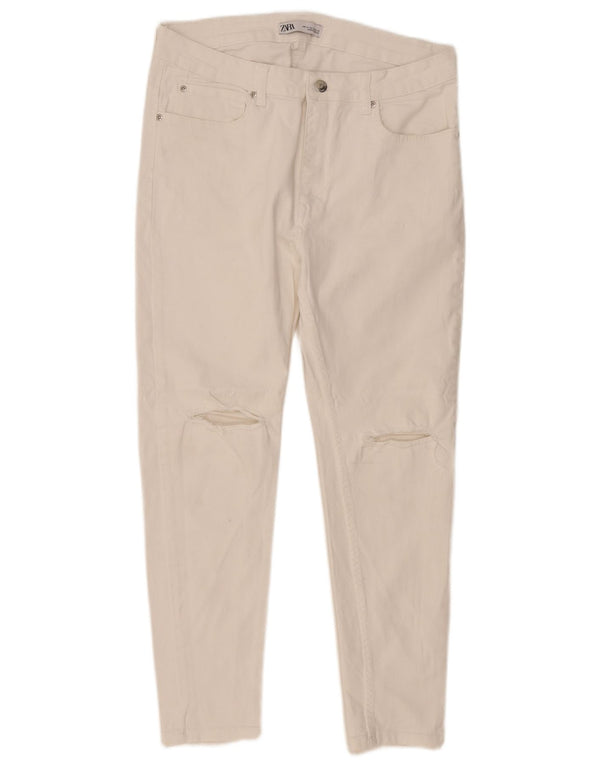 Zara Jean skinny effet vieilli pour femme EU 46 XL W36 L27 Blanc