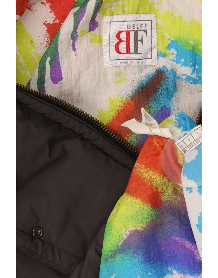 Belfe Veste matelassée surdimensionnée graphique pour femme UK 14 Gris moyen Colourblock
