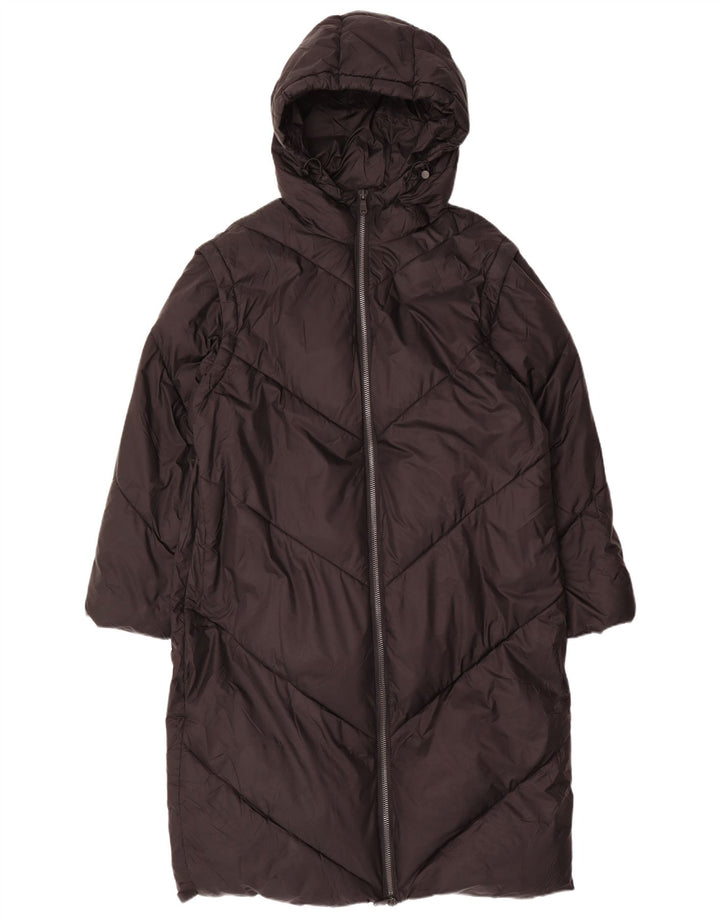 ZARA Manteau matelassé à capuche surdimensionné pour femme UK 14 Noir moyen