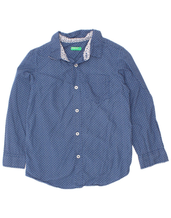Benetton Chemise Garçon 4-5 ans XS Bleu Coton Taché