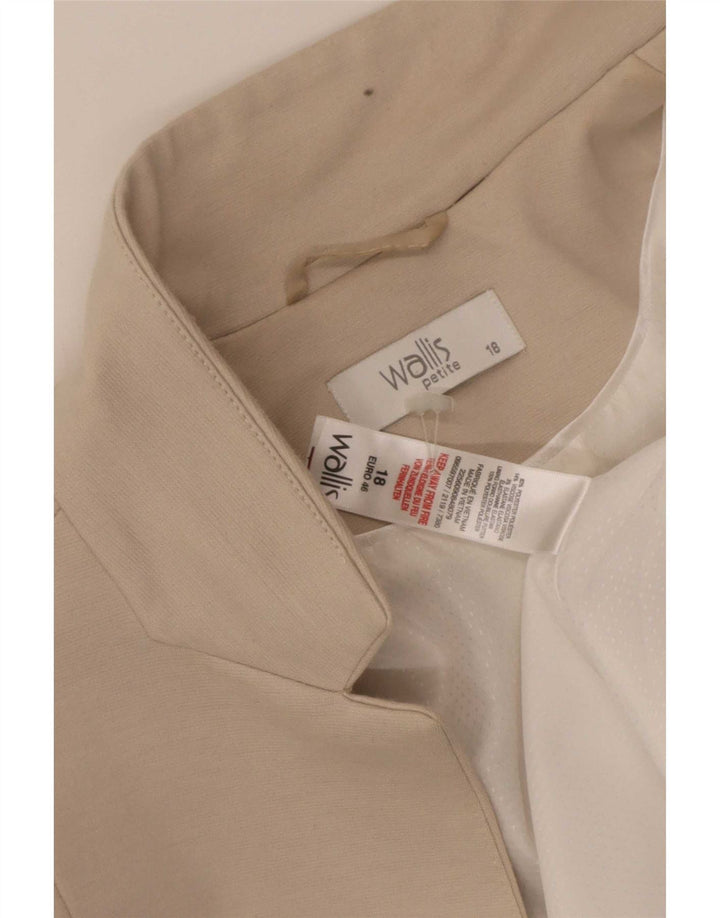 Wallis Veste blazer ouverte à manches 3/4 pour femme UK 18 XL Beige Polyester