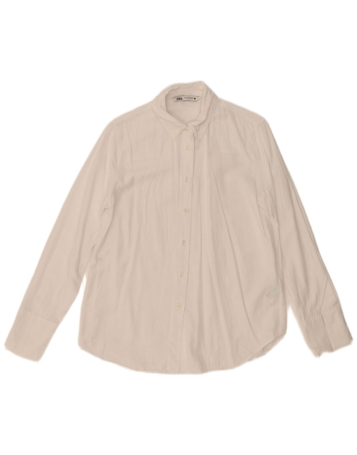 Chemise Femme Zara UK 10 Petit Lyocell Blanc
