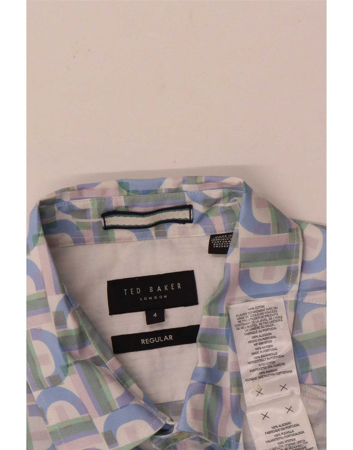 Ted Baker Chemise à manches courtes pour homme Taille 4 Large Multicolore Géométrique