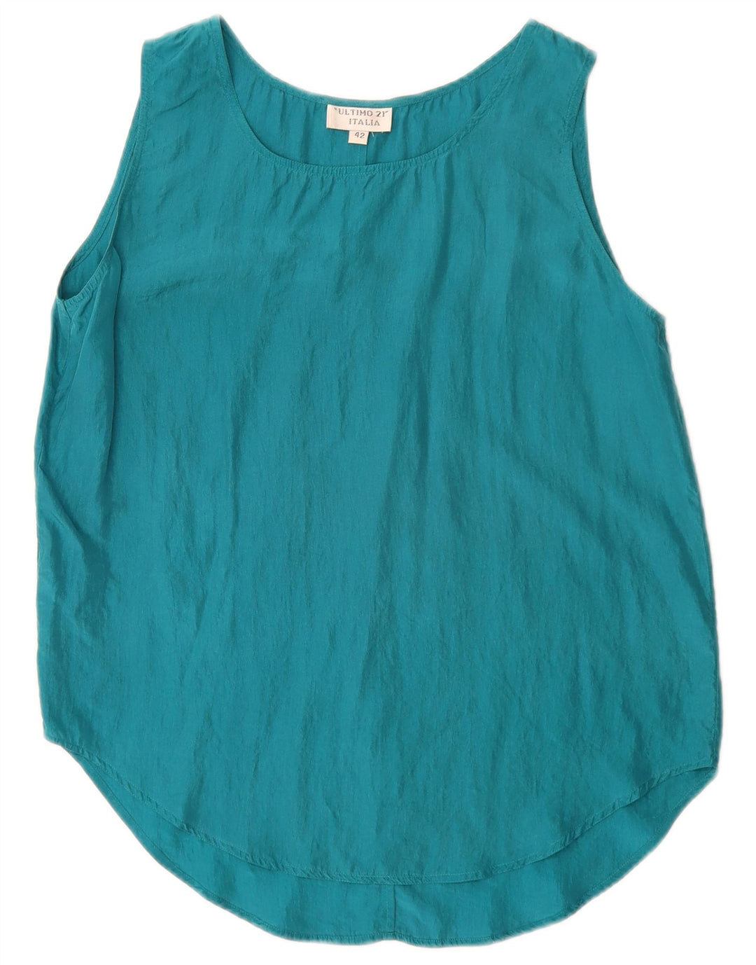 Ultimo 21 Haut Chemisier Sans Manches Femme IT 42 Soie Bleu Moyen
