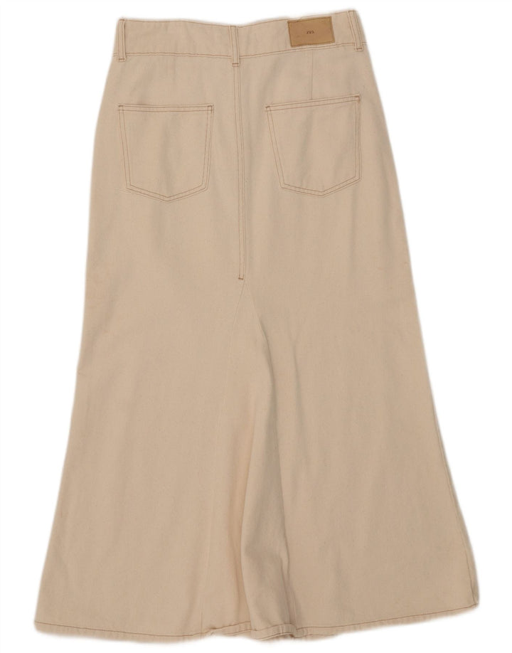 Zara Femme Jupe Midi Moyen W29 Coton Beige