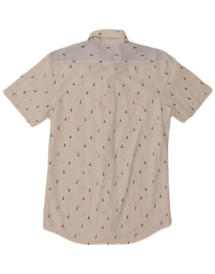 IZOD Chemise à manches courtes pour homme à motif abstrait en coton blanc