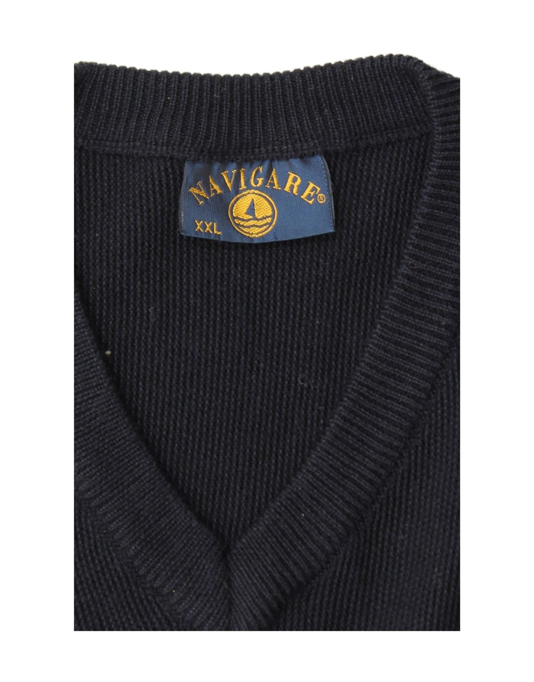 NAVIGARE Pull Col V Homme 2XL Bleu Marine Laine Mérinos