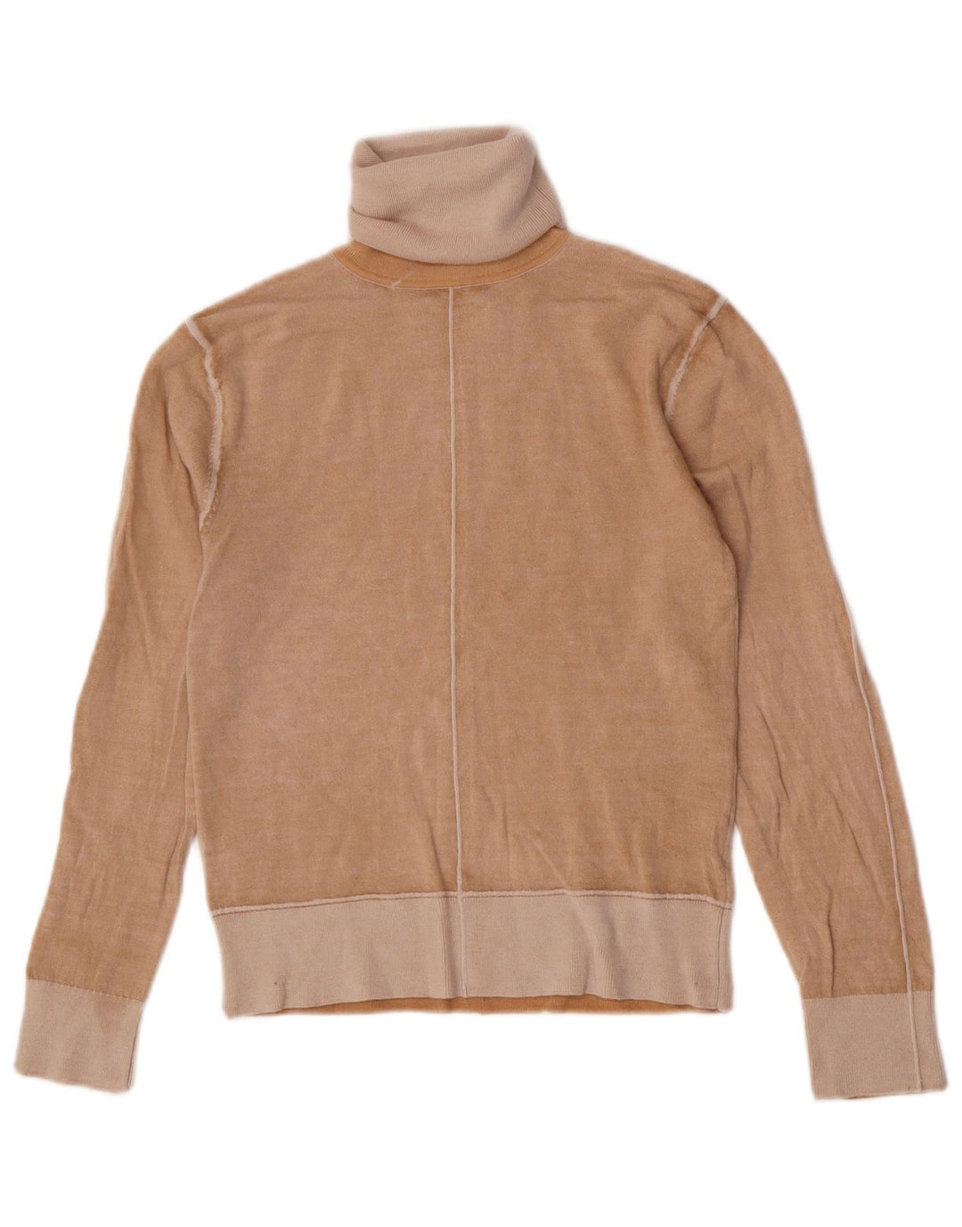 Zara Femme Pull Col Roulé Pull UK 12 Laine Beige Moyen