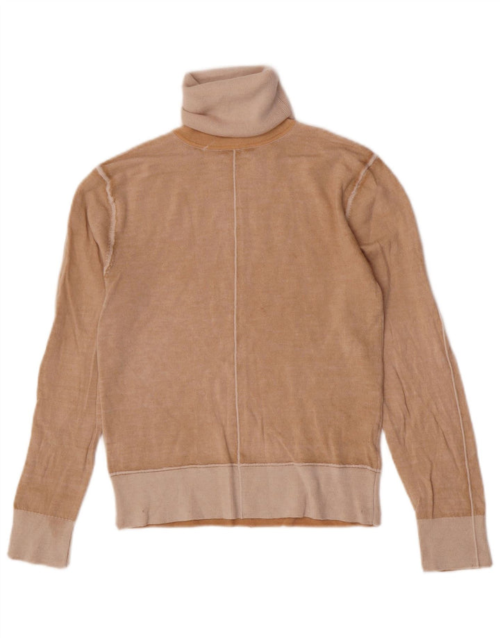 Zara Femme Pull Col Roulé Pull UK 12 Laine Beige Moyen