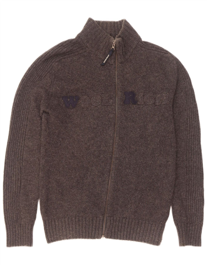 Woolrich Cardigan Graphique Pull Homme Grand Gris