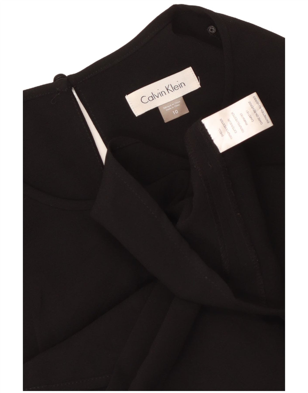 CALVIN KLEIN Robe trapèze sans manches pour femme US 10 Large Noir Polyester