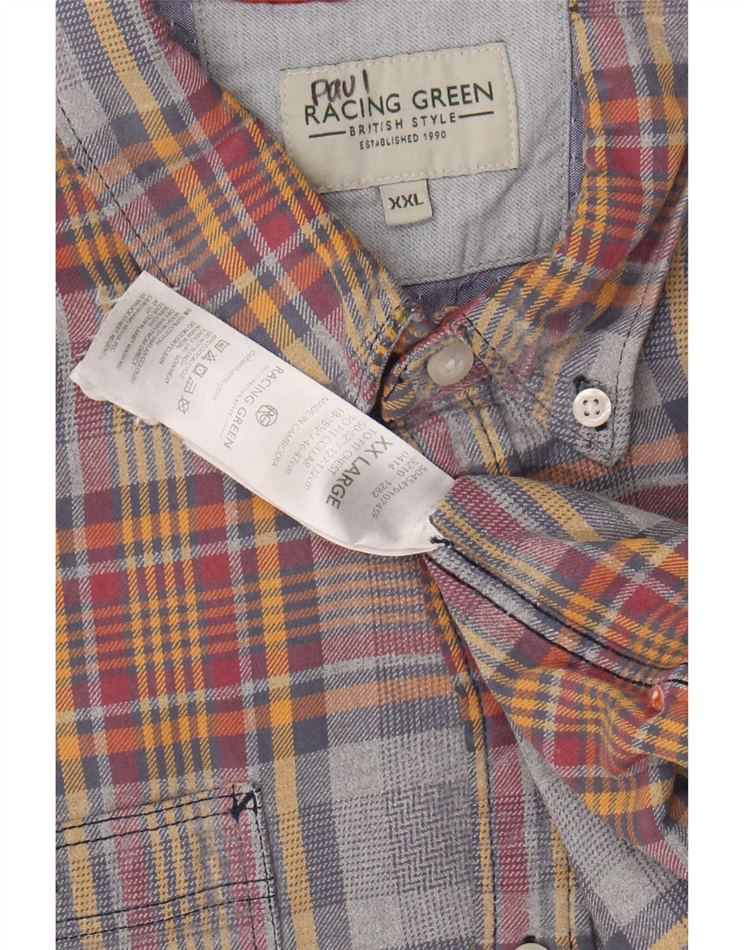 VINTAGE Chemise en flanelle homme 2XL coton à carreaux multicolore