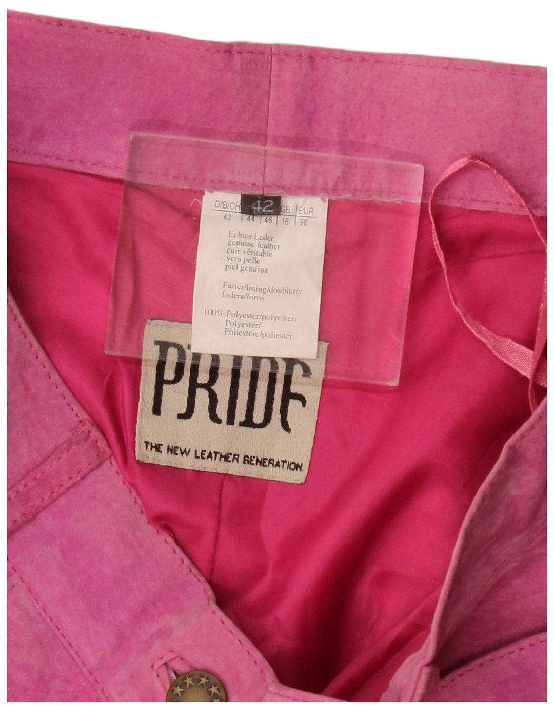 VINTAGE Pantalon droit en daim femme UK 16 Large W30 L29 Cuir rose