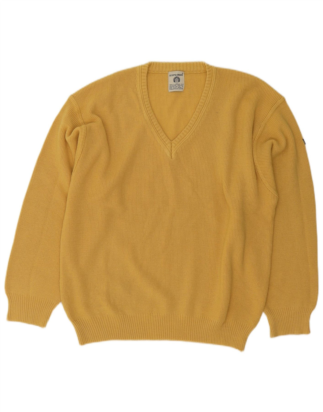 Explorer Pull Col V Homme IT 50 Laine Jaune Moyen