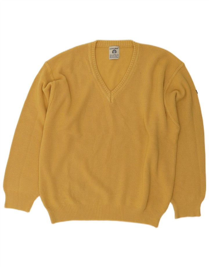 Explorer Pull Col V Homme IT 50 Laine Jaune Moyen