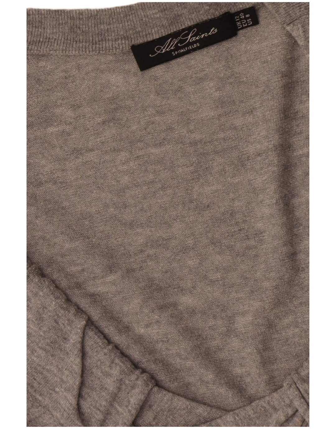 All Saints Robe pull à manches longues pour femme UK 42 Laine gris moyen