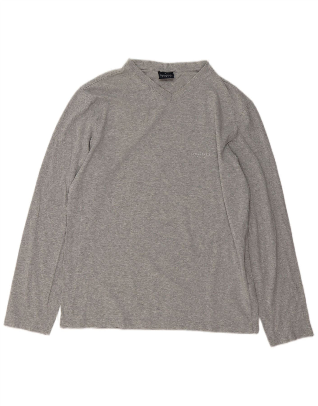 Trussardi Jeans Top Manches Longues Gris Moyen Coton Moucheté Homme