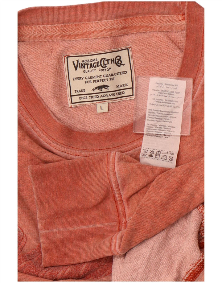 JACK & JONES Haut graphique à manches longues pour hommes en coton rose moyen