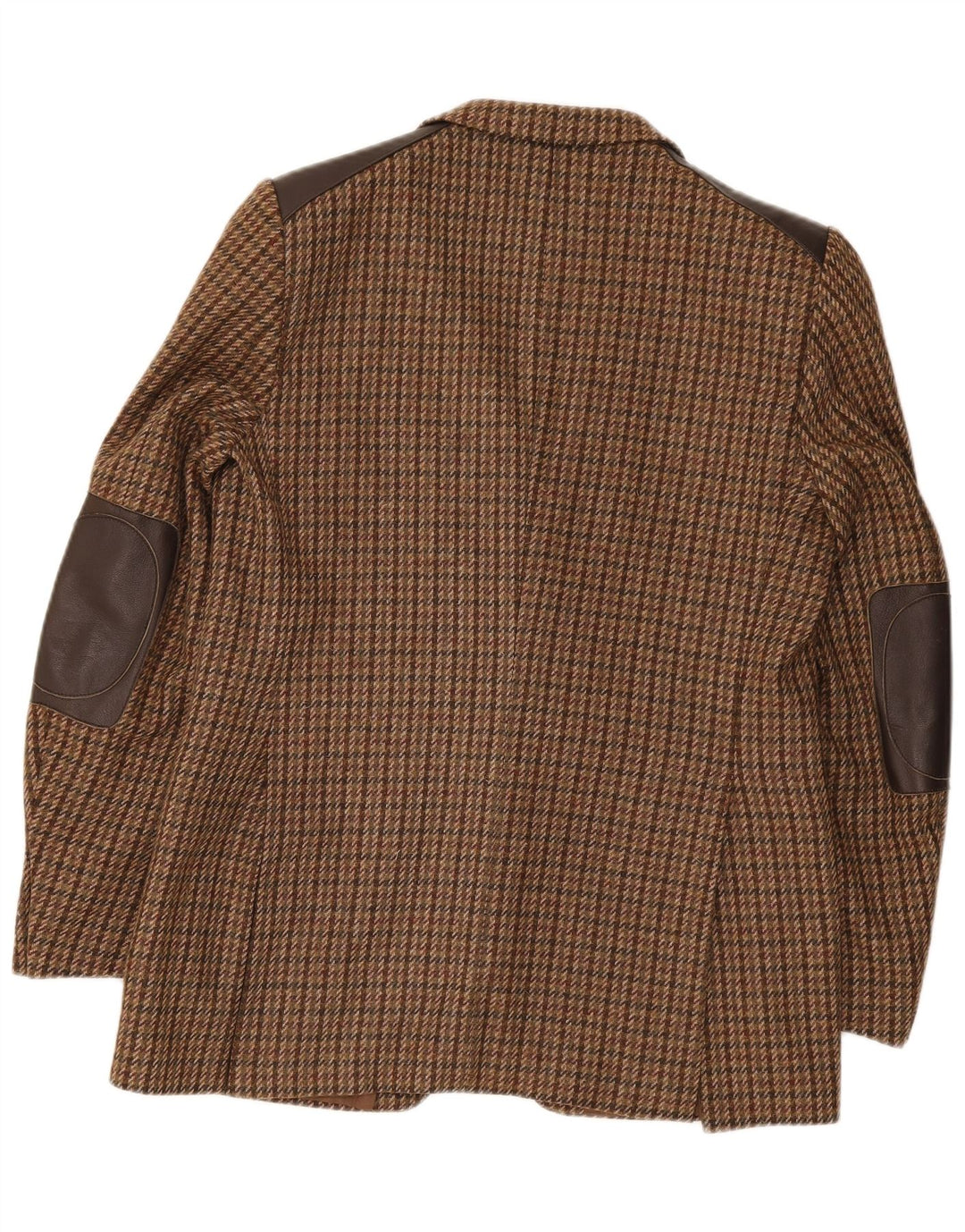vintage Homme 2 Bouton Blazer Veste IT 52 XL Marron Pied-de-poule Laine