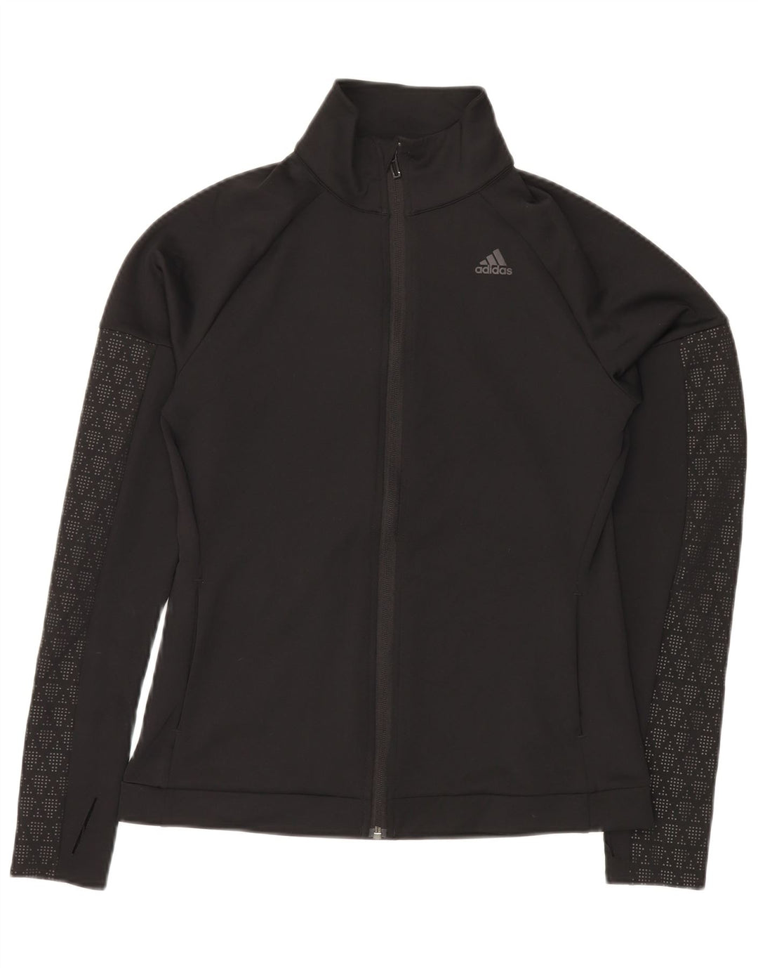 ADIDAS Femmes Climalite Survêtement Top Veste UK 12 Moyen Noir Géométrique
