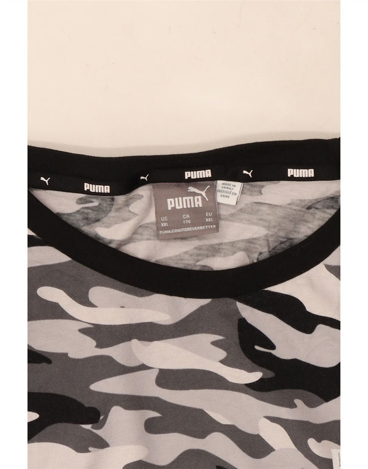 PUMA T-Shirt Homme Top 2XL Gris Camouflage Coton