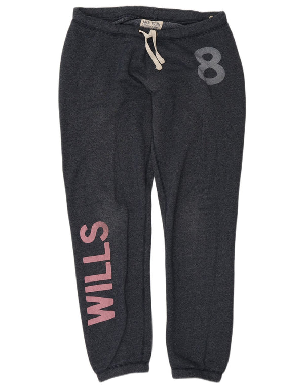 Jack Wills Pantalon de survêtement graphique pour femme Joggers UK 10 Small Bleu marine