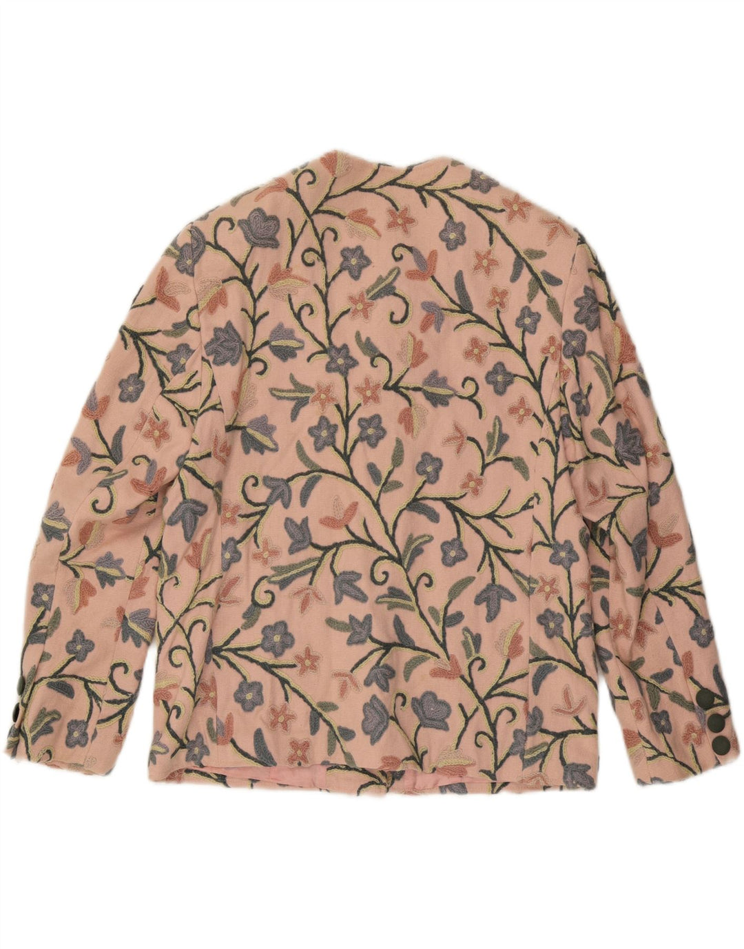 vintage Femme 6 Bouton Blazer Veste EU 40 Coton Floral Rose Moyen