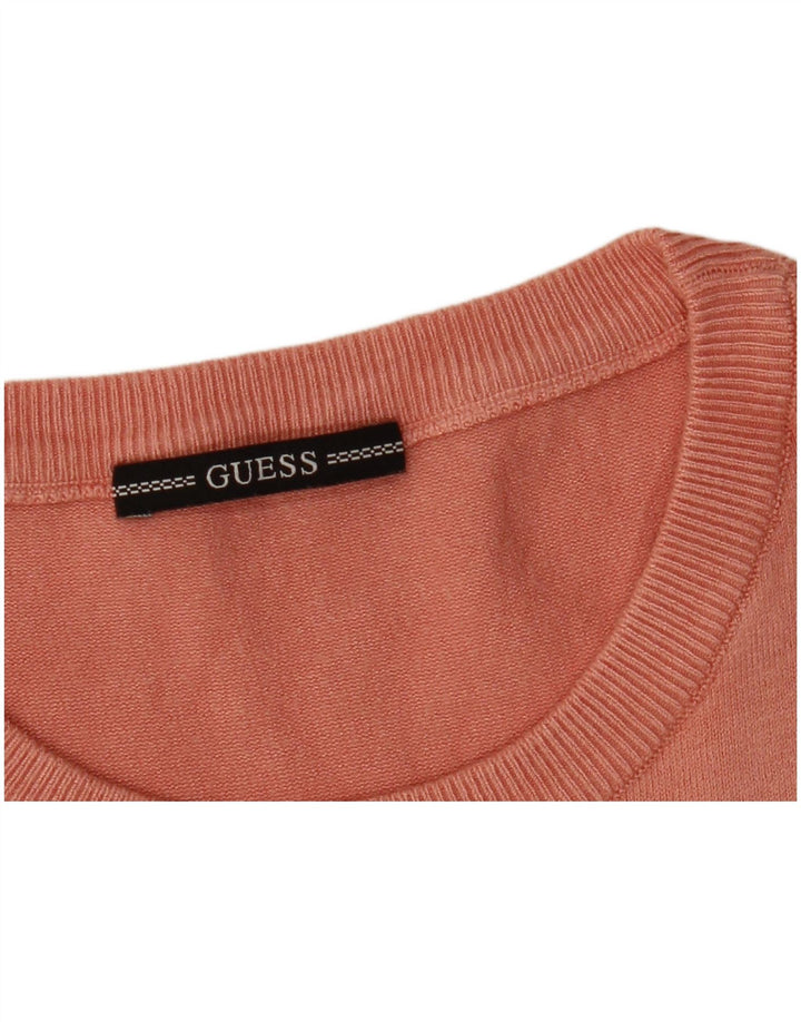 Guess Pull graphique à col rond pour femme UK 14 Rose moyen