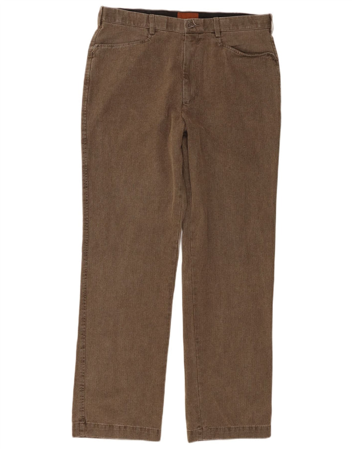 Marks & Spencer Pantalon décontracté droit pour homme W34 L31 Marron à chevrons