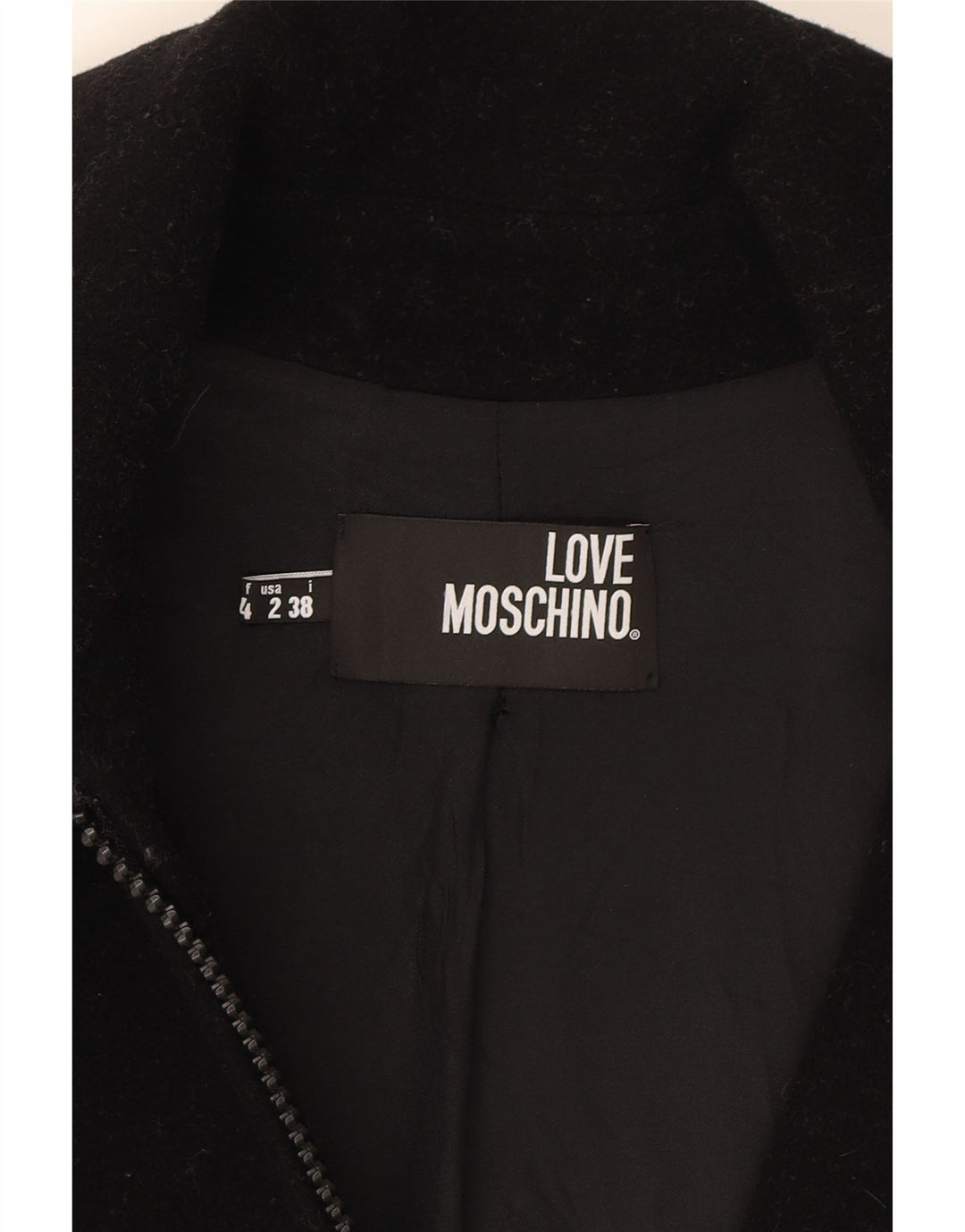 MOSCHINO Womens Overcoat IT 38 XS Black Wool Vintage Moschino and Second-Hand Moschino from Messina Hembry 