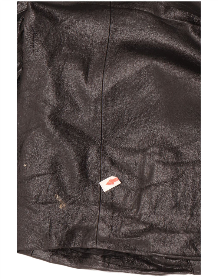 Zara Veste blazer en simili cuir à 1 bouton pour femme UK 14 Noir moyen