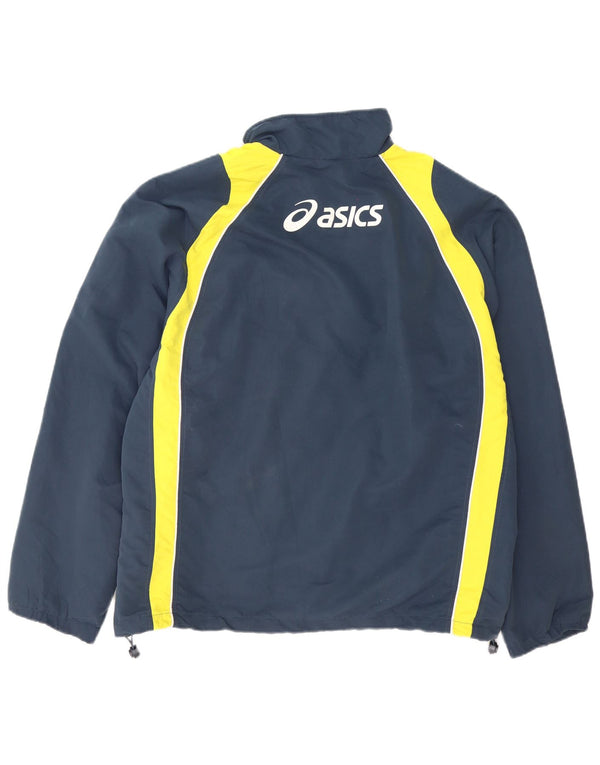 Asics Veste de survêtement graphique pour homme 2XL Bleu marine Colorblock Polyester