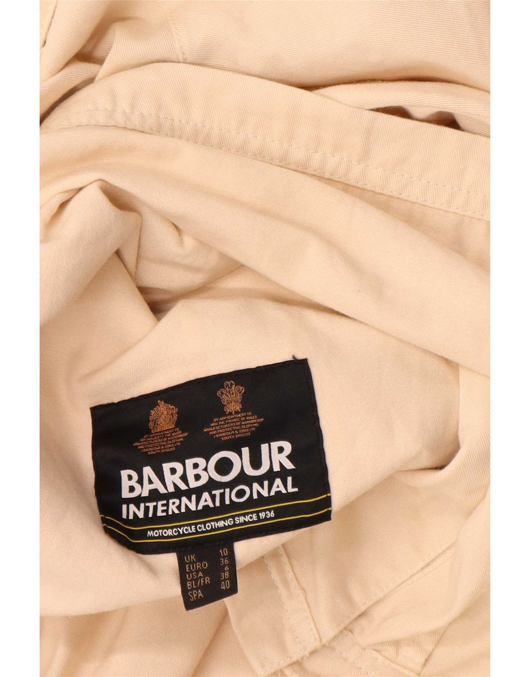 Barbour Veste bomber surdimensionnée pour femme UK 10 Petit coton beige