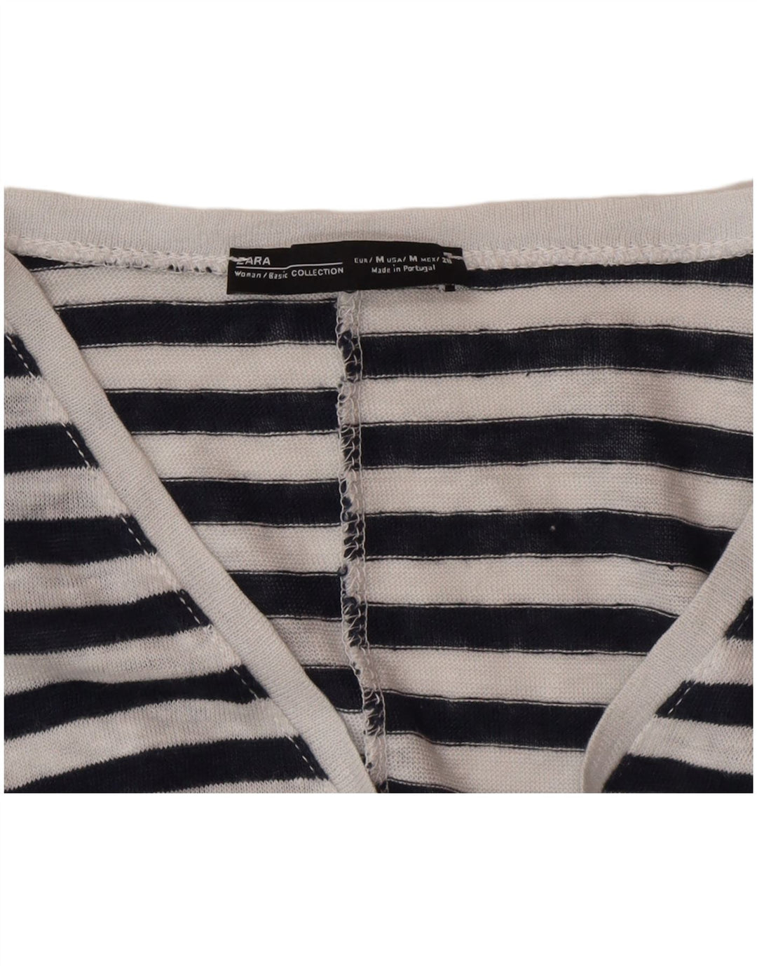 Zara T-shirt surdimensionné pour femme UK 14 Medium Noir à fines rayures
