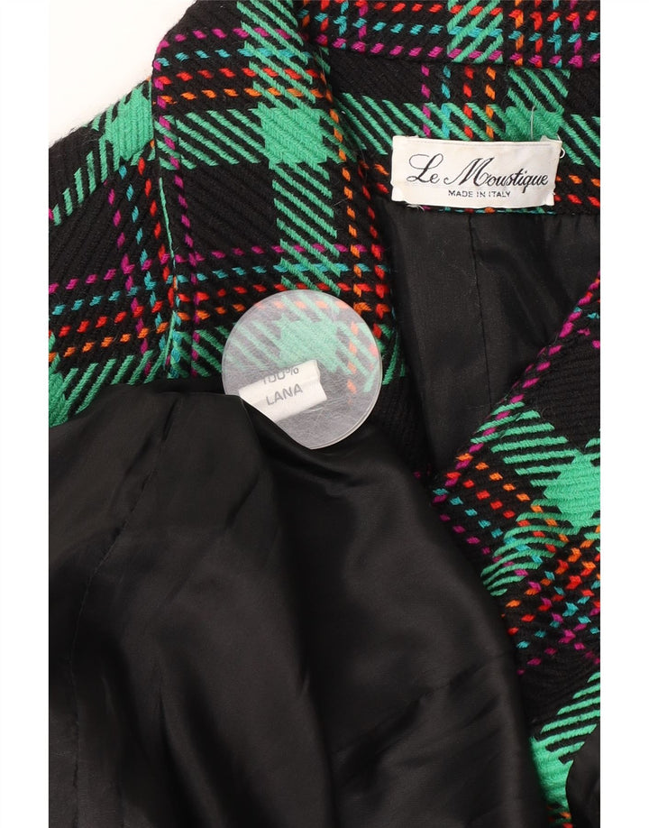 vintage Femme 2 Bouton Blazer Veste UK 16 Grande laine à carreaux verts