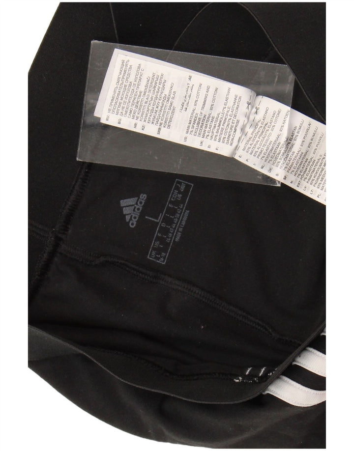 ADIDAS Leggings Femme UK 16/18 Grand Noir Coton