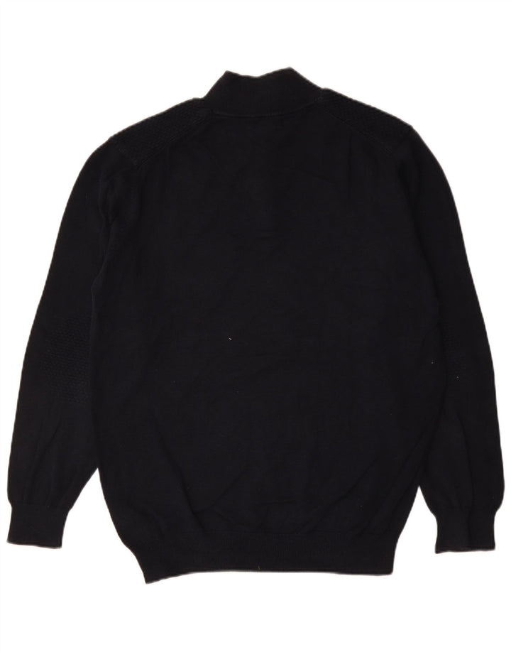 Massimo Dutti Pull col boutonné pour homme XL en coton bleu marine